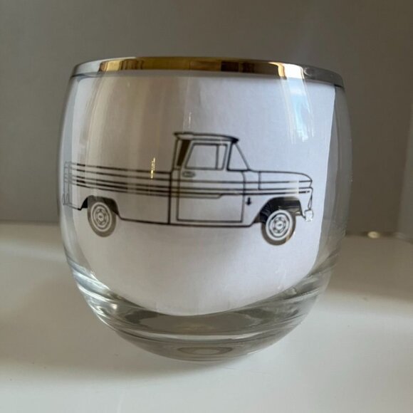 Vintage Chevrolet 1963 Promotional Roly Poly Whiskey Glasses Set Of 4 MCM - Picture 5 of 7